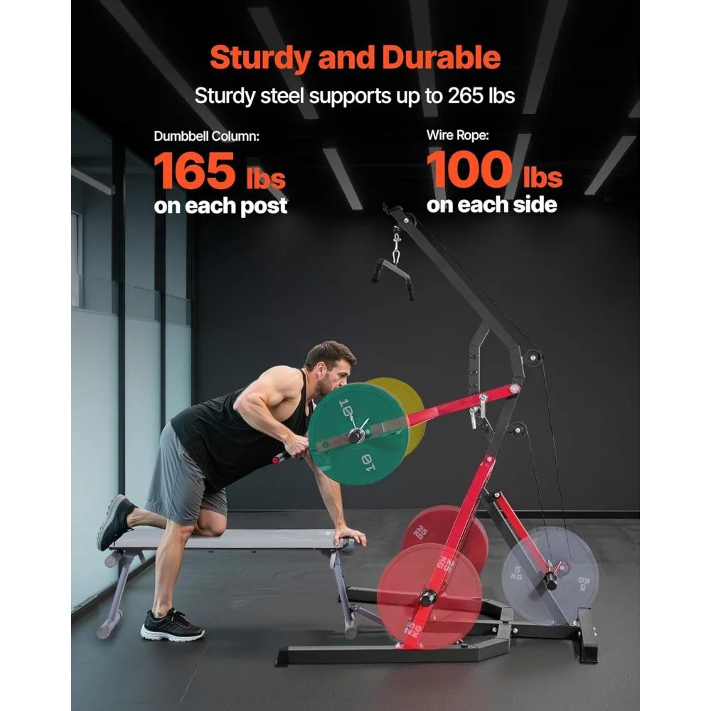 Home Gym Equipment, Leverage Gym with 2:1 Ratio LAT Low Row System/Strength Training Machine for Squats Deadlifts