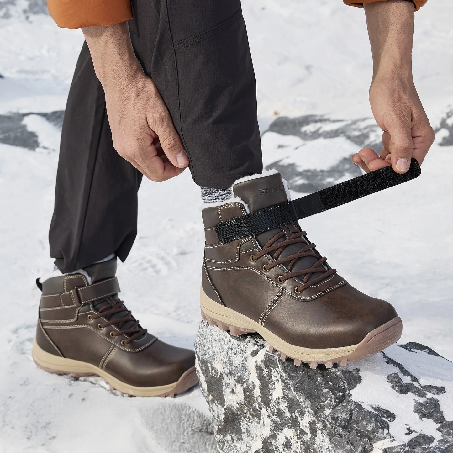 Fittington Snow Boots for Men Winter Boots Wide Fit -15℃ Cold-proof/Warm Thick Lined Outdoor Hiking Shoes Men's Winter Footwear