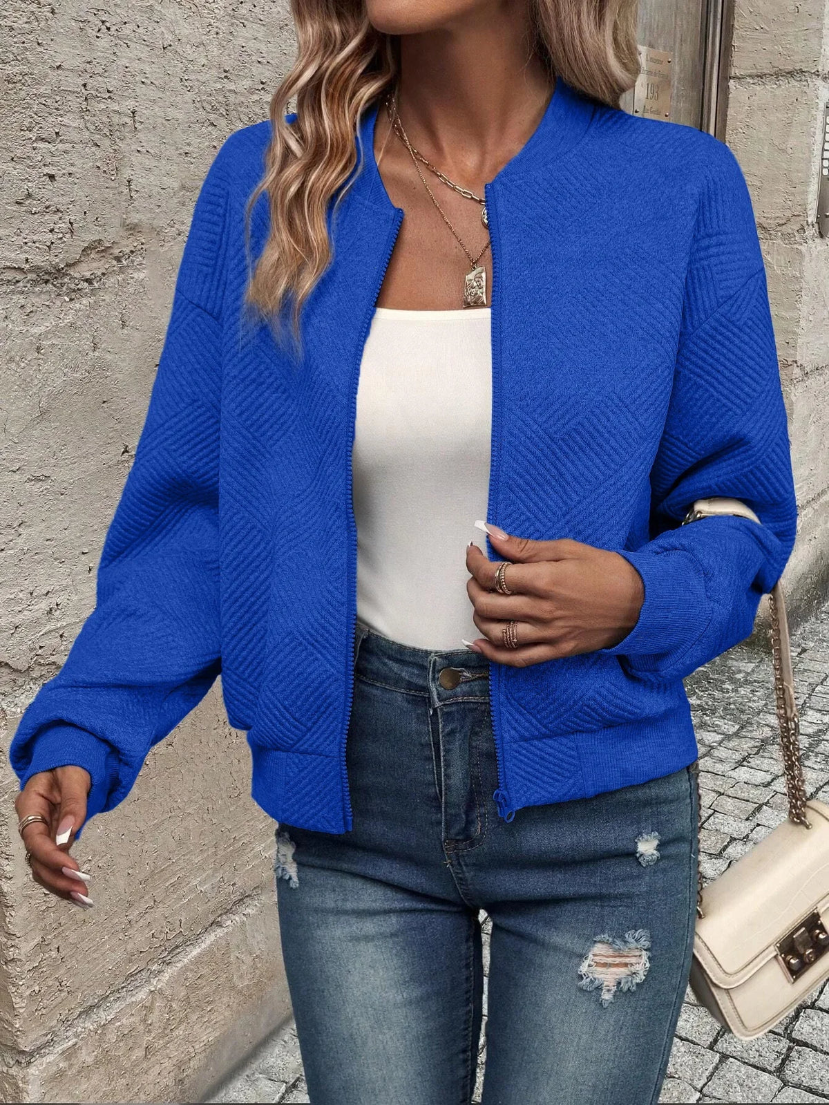 Autumn and Winter New Solid Color Zipper Jacket/with Collar Casual Coat for Women