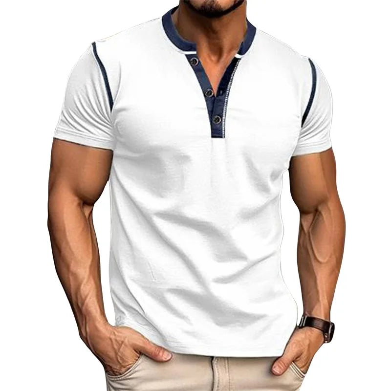 Men s Lightweight V-Neck T-Shirts Breathable  Fit Solid Color/Short Sleeve Casual Tops Summer Fashion Tee Shirt