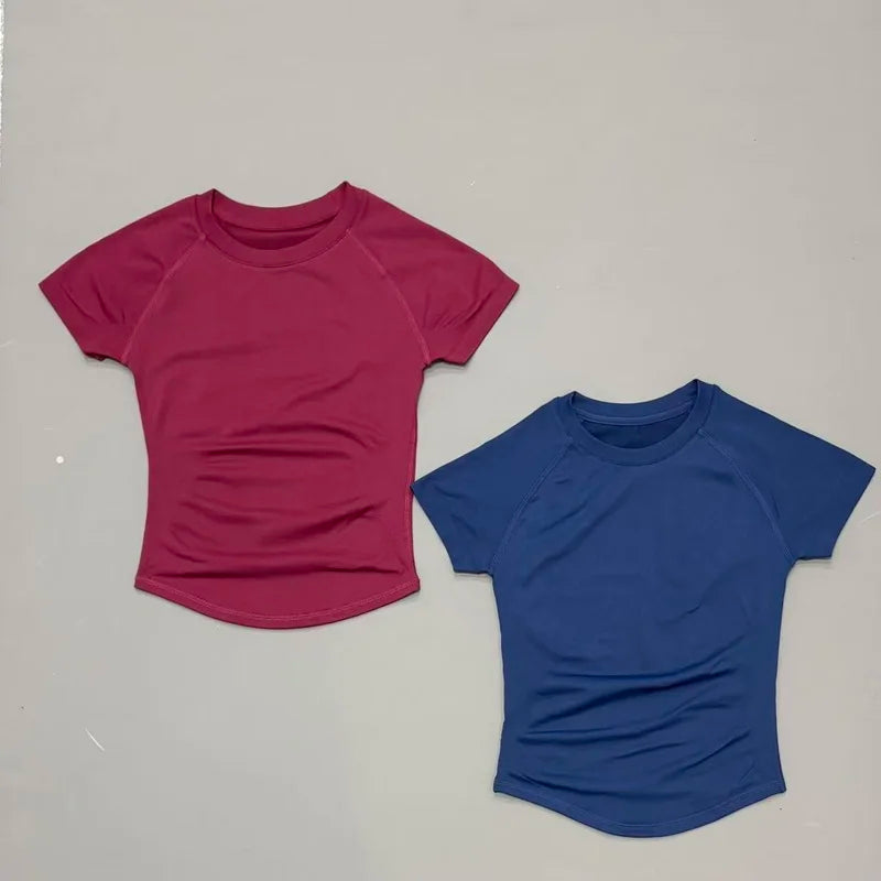 Women Sports T-Shirt Round Neck Short Sleeve Breathable Stretchy Tops/Gym Fitness Yoga Running Workout Casual Athletic Shirts