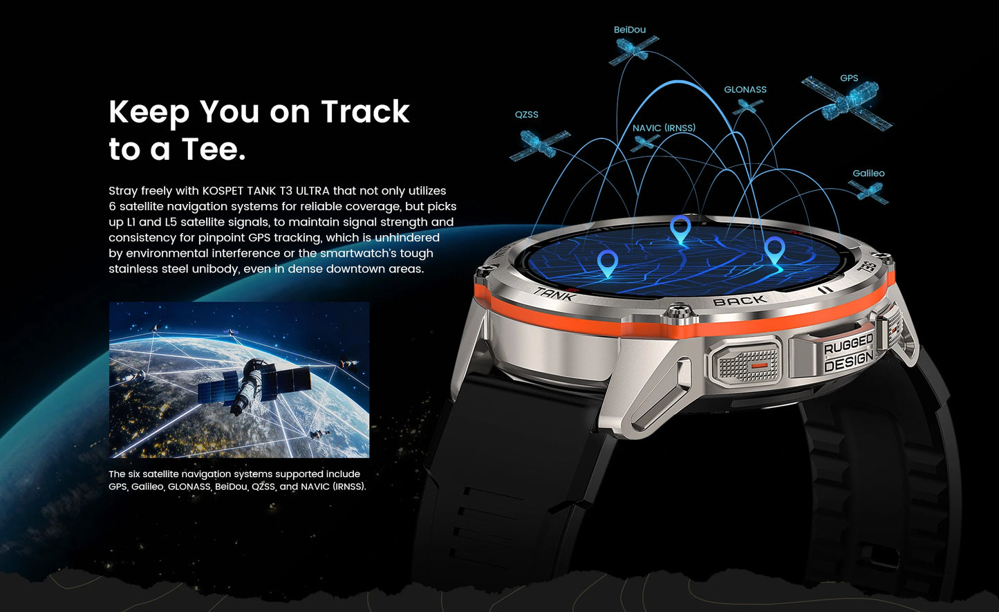 Original KOSPET TANK T3 Ultra GPS Smart Watch for Men Rugged Smartwatch/470mAh Fitness AMOLED Bluetooth Electronic Watches