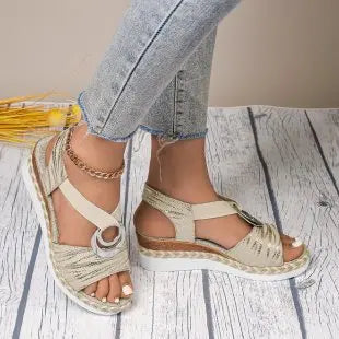 Women's Sandals Thick Sole Wedge Shoes High Heels Hemp Rope/Thick Sole Fish Mouth Leisure Outdoor Beach Casual Women's Shoe