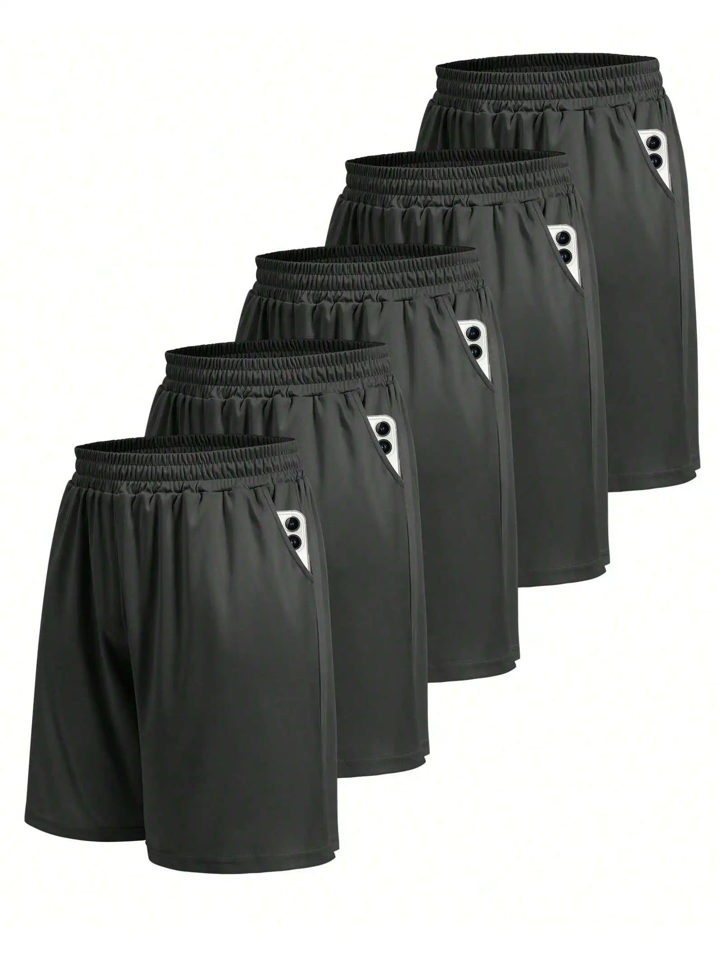 5 Pack Men's Athletic Shorts With Deep Pockets/Quick Dry Gym Running Basketball Casual