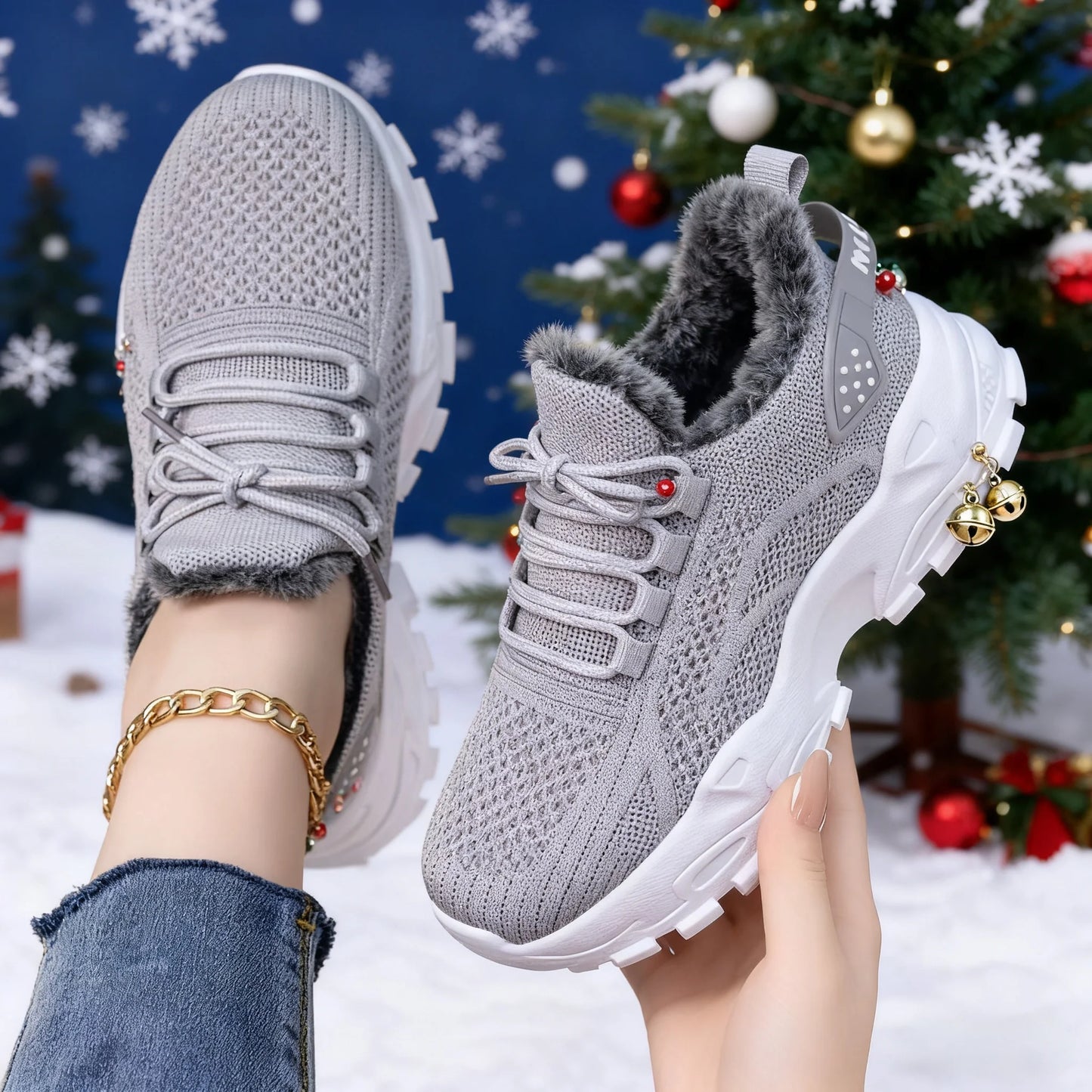 Women's Winter Warm Sports Shoes Non Slip Soles Suitable/for Cold Weather Outdoor Walking Shoes Fashionable Versatile