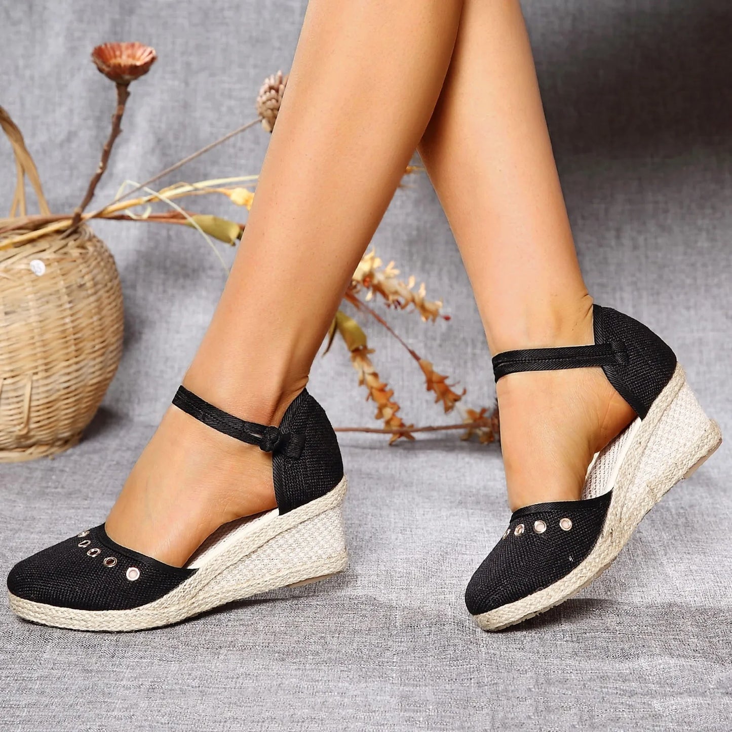 2023 Platform Sandals Wedge Woman Shoes/Elegant Ladies Slippers Summer Braided Buckle