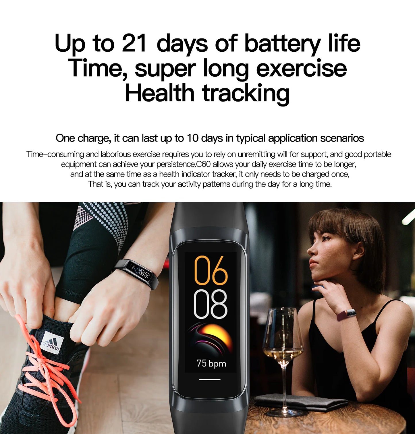 LIGE Amoled Smart Watch Smartwatch Band Women Heart Rate Blood/Waterproof Connected Smart Bracelet Sport Fitness Tracker  Watch