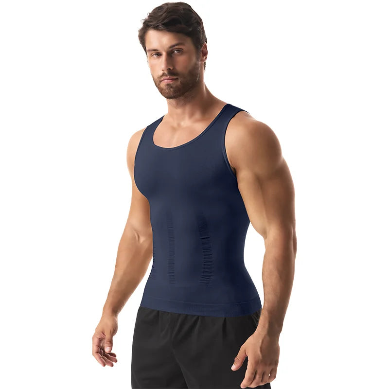 Men Compression Vest Sleeveless Shapewear Slimming Body Shaper/Shirt Gym Workout Corset Tummy Control Tank Top Abs Abdomen