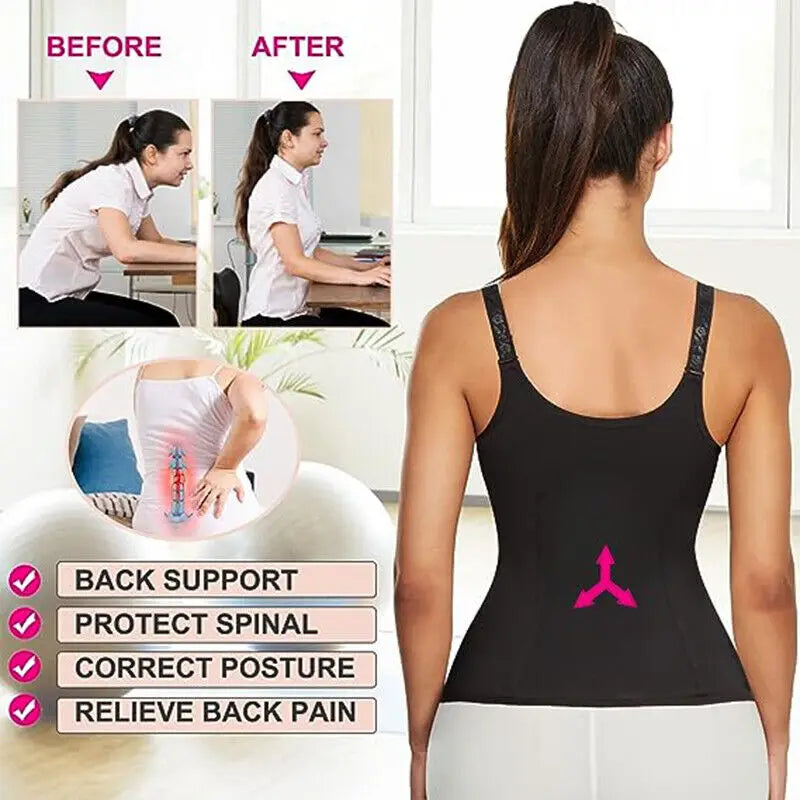 2 PCS Women's Waist Trainer Sauna Effect Sweat Vest Corset/Body Shaper Neoprene Shapewear Tummy Control Gym Workout Tank Top