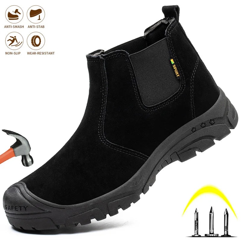 2024 Fashion Men Safety Shoes Steel Toe Caps/Indestructible Work Boots Anti-smashing