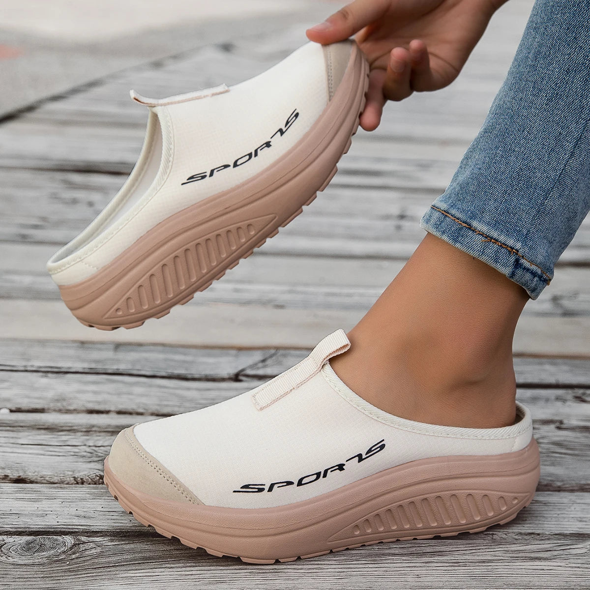 Summer women's one foot sports shoes breathable/thin mesh lazy shoes toe cap half drag sandals women's style