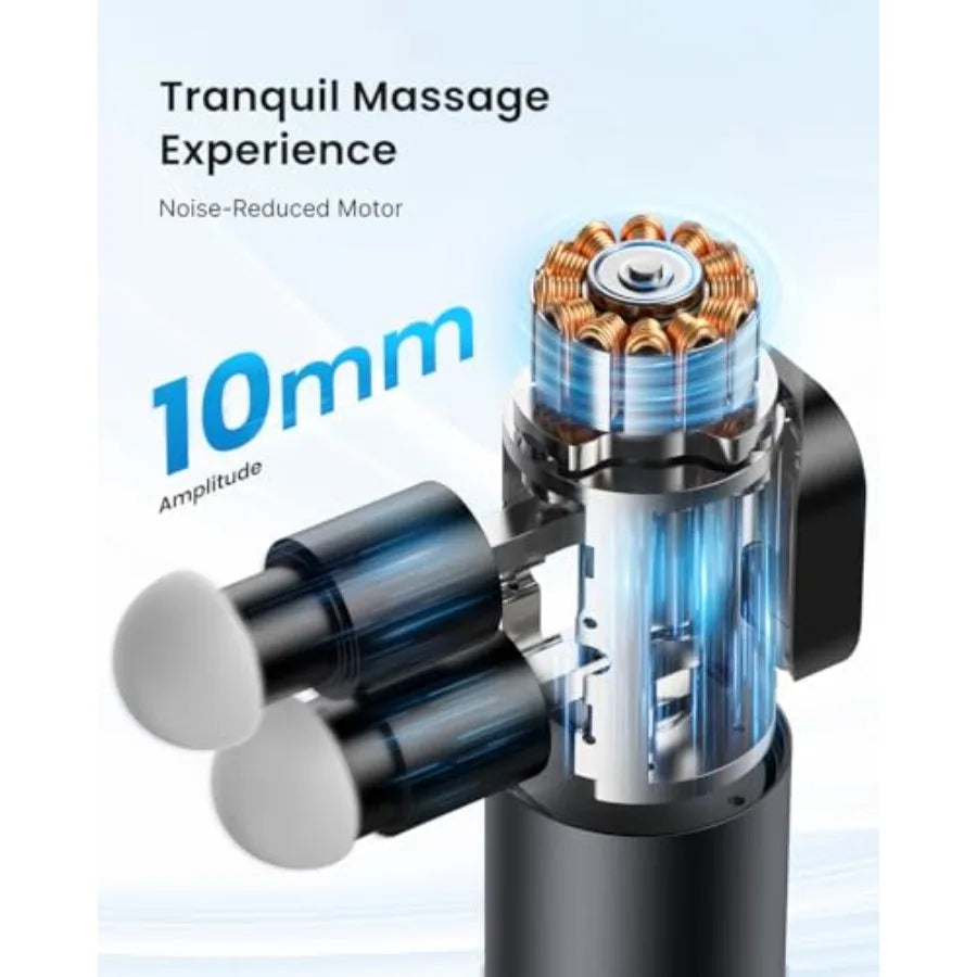Mini Massage Gun with Double Heads Deep Tissue Percussion Massager/for Travel Use Silicone Casings 3 Modes