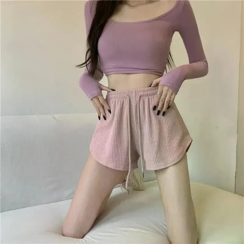 Women Gym Fitness Running Shorts Women's Summer Thin Style Loose/Casual Large Size Wide Leg High Waist A-word Sports Hot Pants