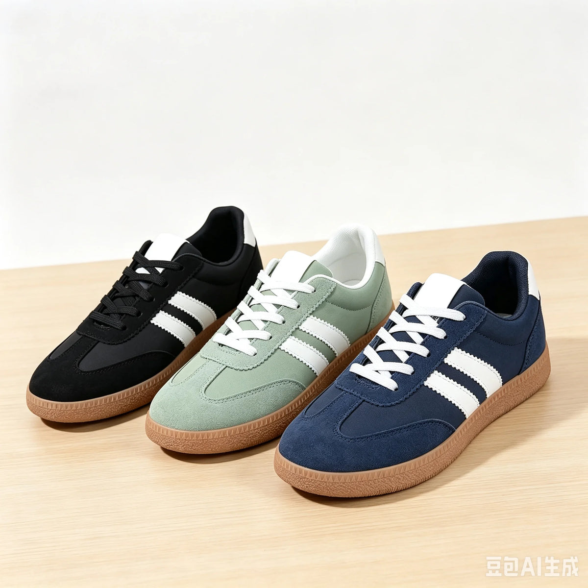 Women's Retro Lace Up Sneakers Patchwork Fabric Upper 3 Stripe Decor/Gum Rubber Sole Lightweight Casual Walking Shoes Fashion Low Top