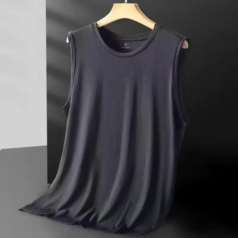 Men's Ice Silk Mesh Vest Lightweight Sports Summer Wear/Sleeveless T-shirt Tank Top Casual Fashion Outerwear