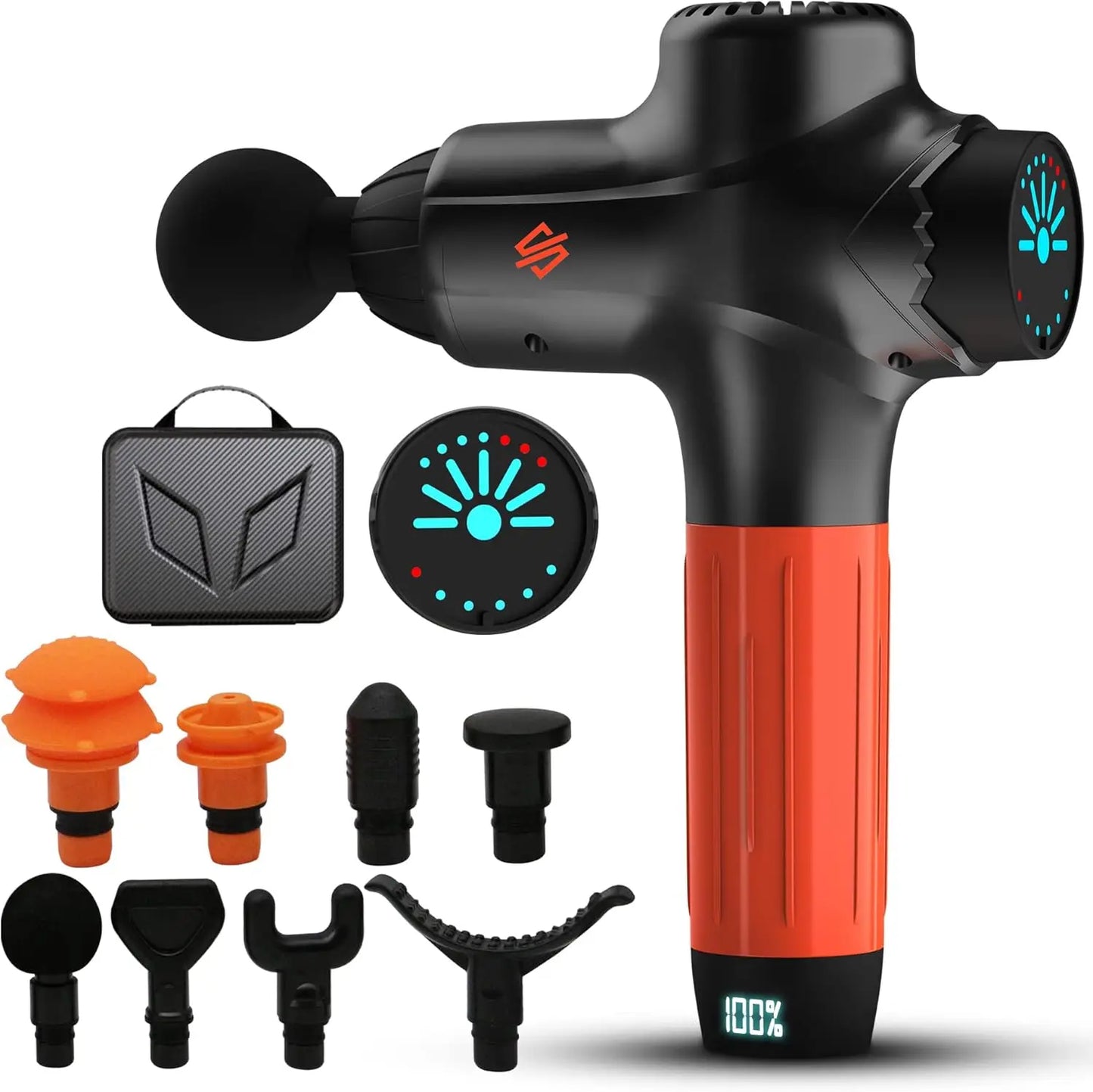 Portable Electric Massage Gun 7 Speeds, 8 Heads/4800mAh Battery, Low Noise Deep Tissue Massager