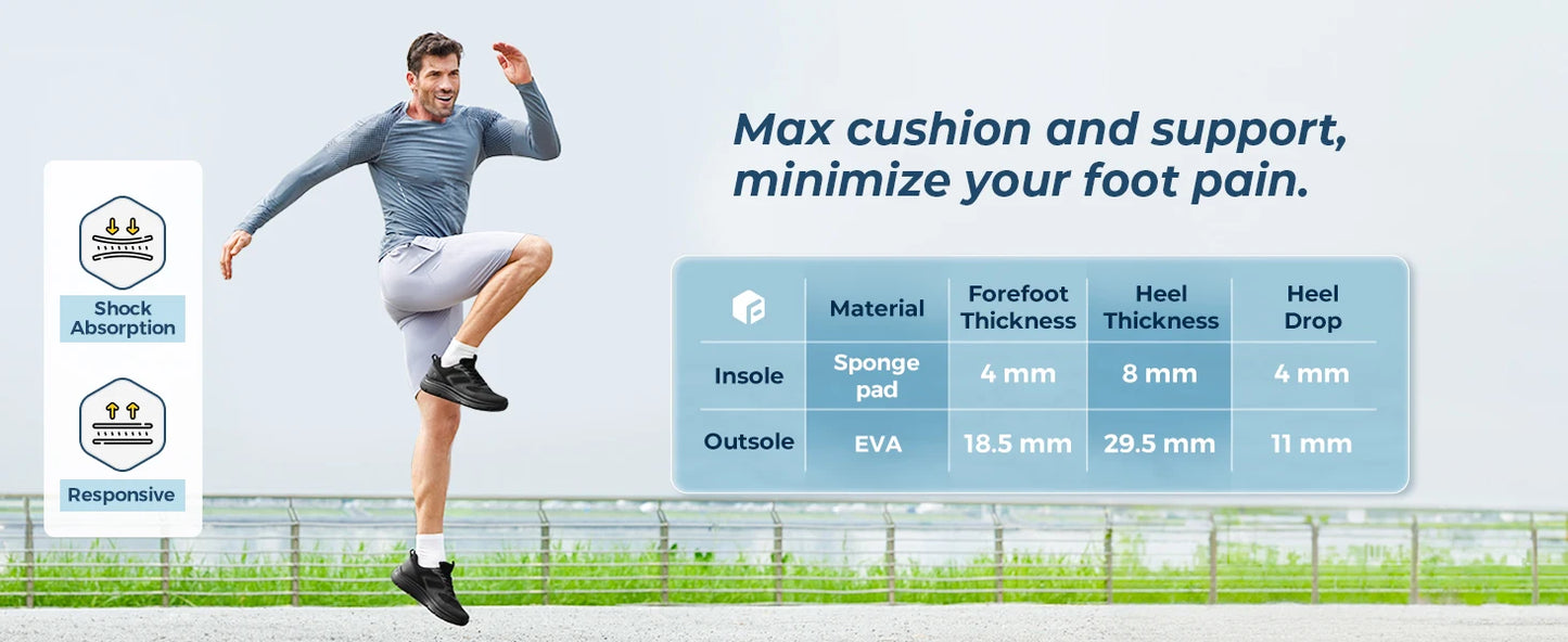 Men's Running Shoes Wide Toe 2E Lightweight Non-Slip Walking/Sport Shoe Cushioning Slip-On Comfortable Breathable Sneakers