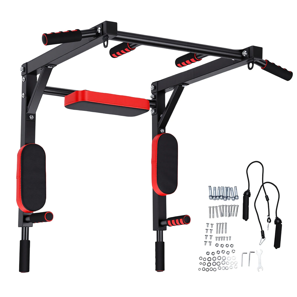Wall Mounted Pull Up Bar Wall-Mounted Pull-Up Bar Dip Station/Multifunctional for Home Gym Indoor Workout Supports to 551LBS