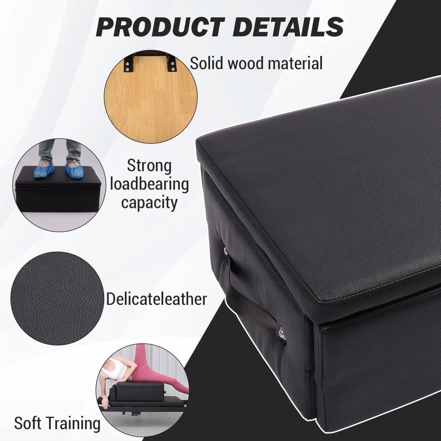 Portable Pilates Reformer Sitting Box Pilates Sit Box for Home Workout/Pilates Exercise Accessories for Pilates Reformer Board