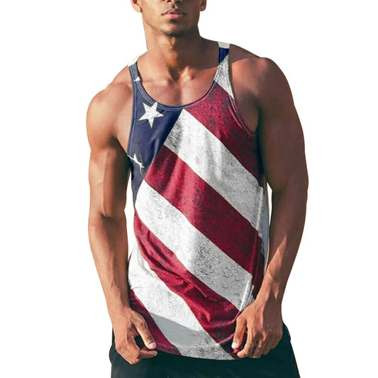 Men Tank Top For Independence Day Summer Male Casual Sleeveless/Loose Plus Size Shirt American USA Flag Tanks