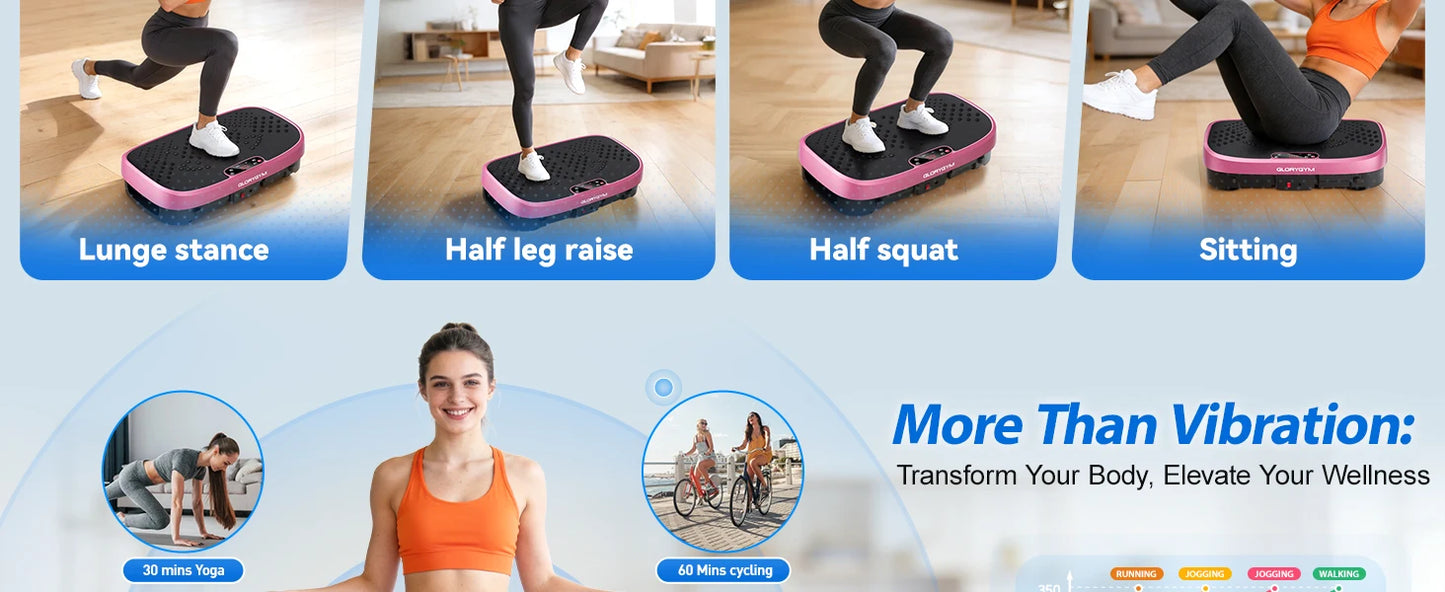 Magnetic Vibration Plate Exercise Machine Fat Burning 120 Levels/330lbs Portable Quiet Home Fitness  APP Control Workout Platform