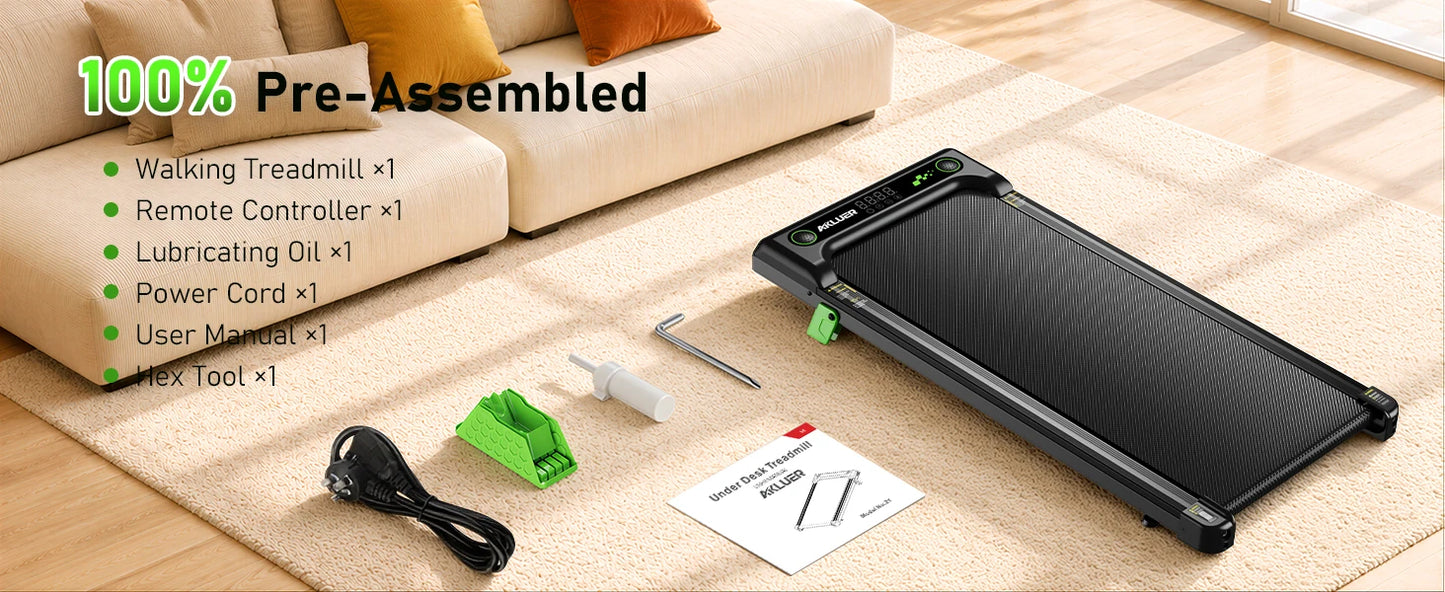 Akluer Walking Pad, Under Desk Treadmill with Incline for Home Office/2.5HP Portable Walking Treadmill with 300 Lbs Weight Capacity