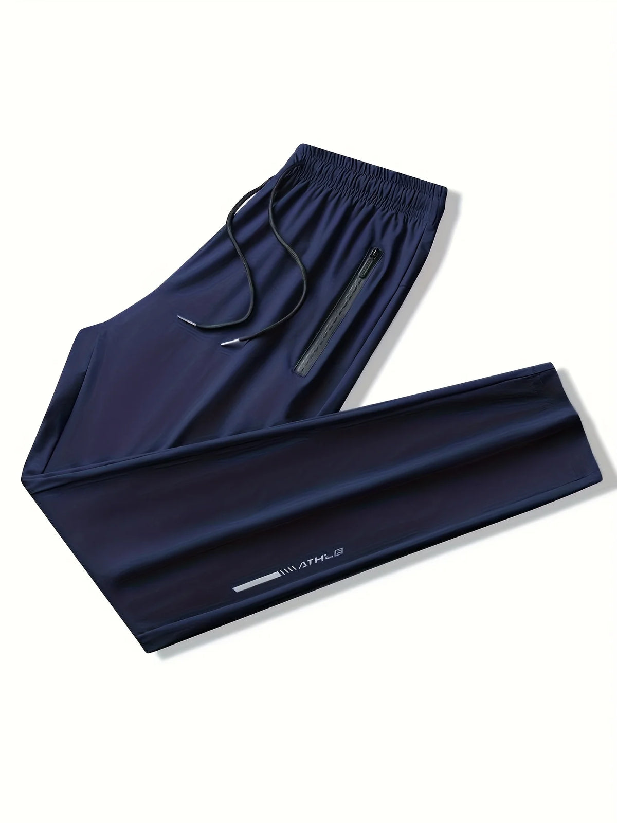 Men Breathable Quick Dry Sports Pants Moisture Wicking Trousers/with Reflective Print Drawstring Pockets & Zipper Details Outdoor Pants