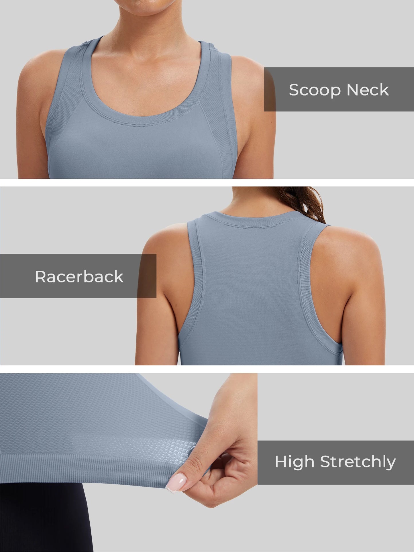 Workout Tank Tops for women Racerback Tank tops/Seamless Gym Tops Sleeveless Athletic Yoga Running Shirts