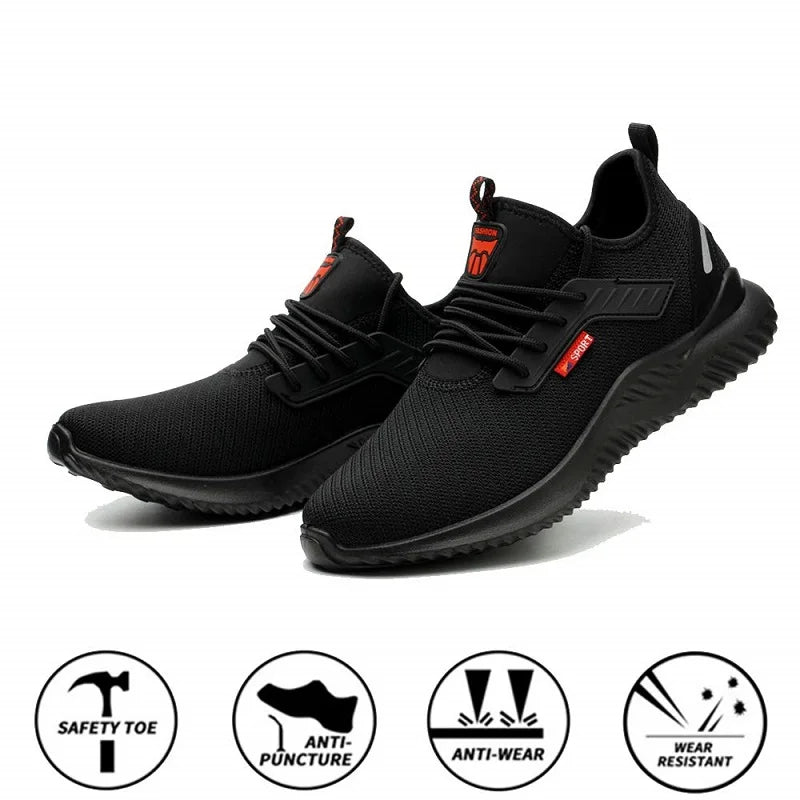 SUADEX Safety Anti-Smashing Shoes Steel Toe Puncture Proof/Men Indestructible Breathable Work Sneakers