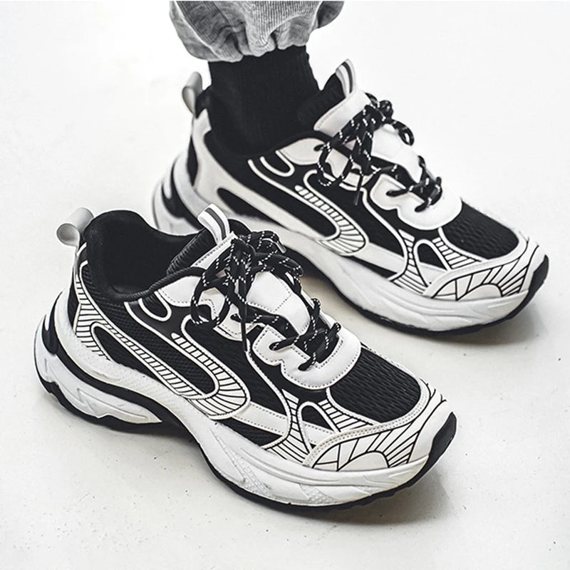 Fashion Retro Men's Shoes Design Sports Running Shoes for Men/Unique Design Sneakers Casual Trendy Thick Soled Shoes