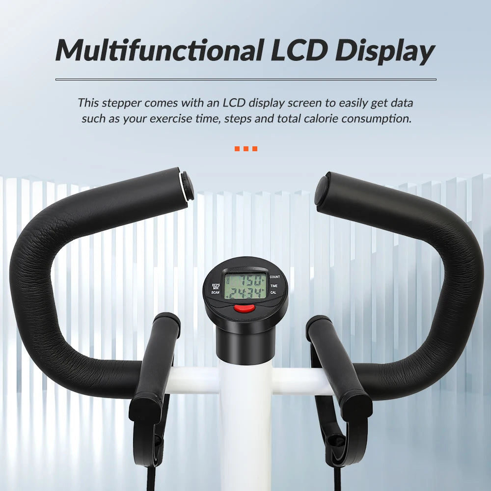 Exercise Stepper Machine Fitness Twist Stepper Stair Step with Handlebar/LCD Monitor Resistance Bands Cardio Workout Home Gym