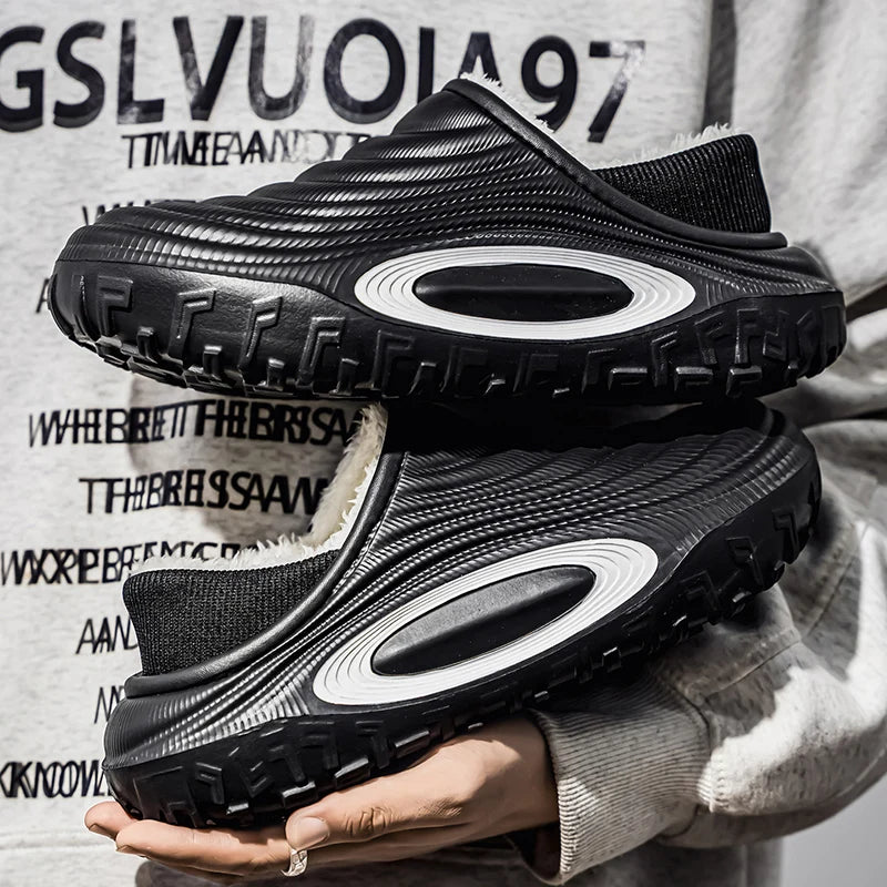 New Fashion Cotton Men's Slippers Winter Warm Plush Men Slippers/Waterproof Men Garden Shoes Indoor Outdoor Men's Warm Shoes