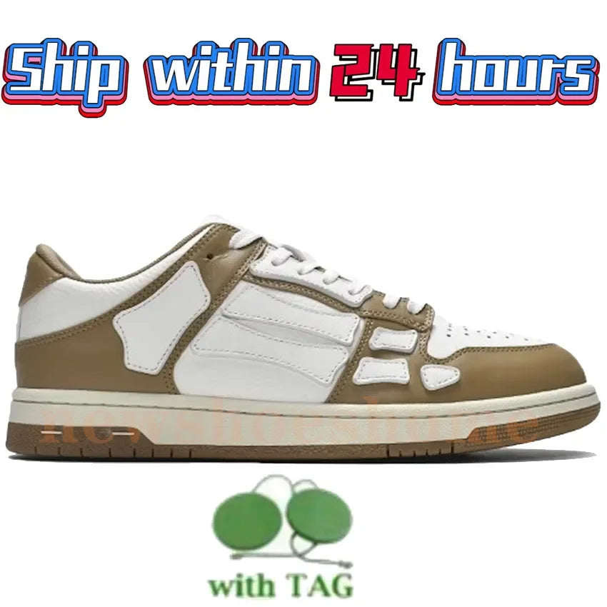 Designer Luxury Bone Casual Low Men's Leather Sneakers Skeleton/Blue Red White Black Green Gray Men Outdoor Shoes