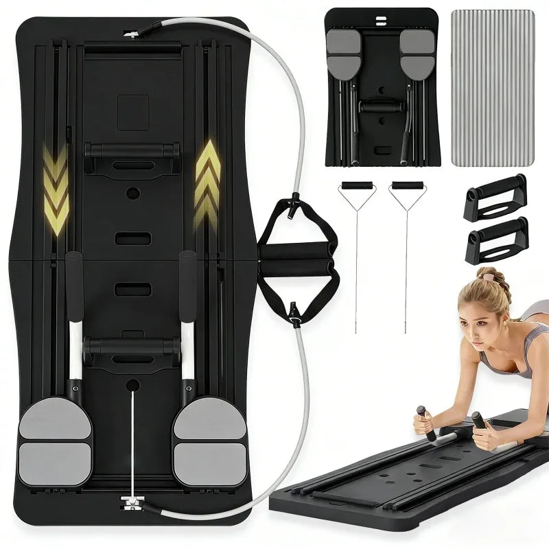 Multi-Functional Ab Workout Board Foldable Core Trainer Equipment/with Resistance Bands Push-Up Bars Abdominal Trainer