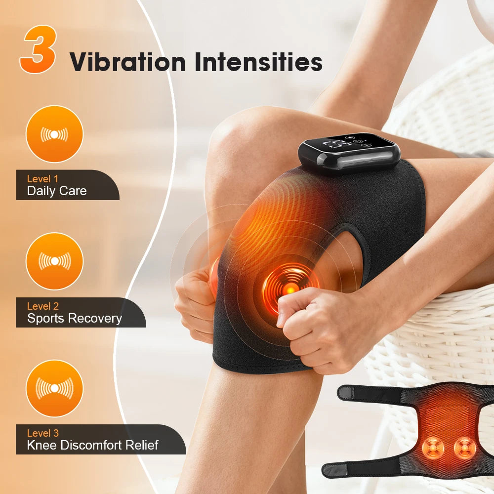 Smart Vibration Massage Knee Pad Heating Wrap Belt Larger Thermal/Area Joint Muscle Relaxation Brace Hot Compress Knee Massager
