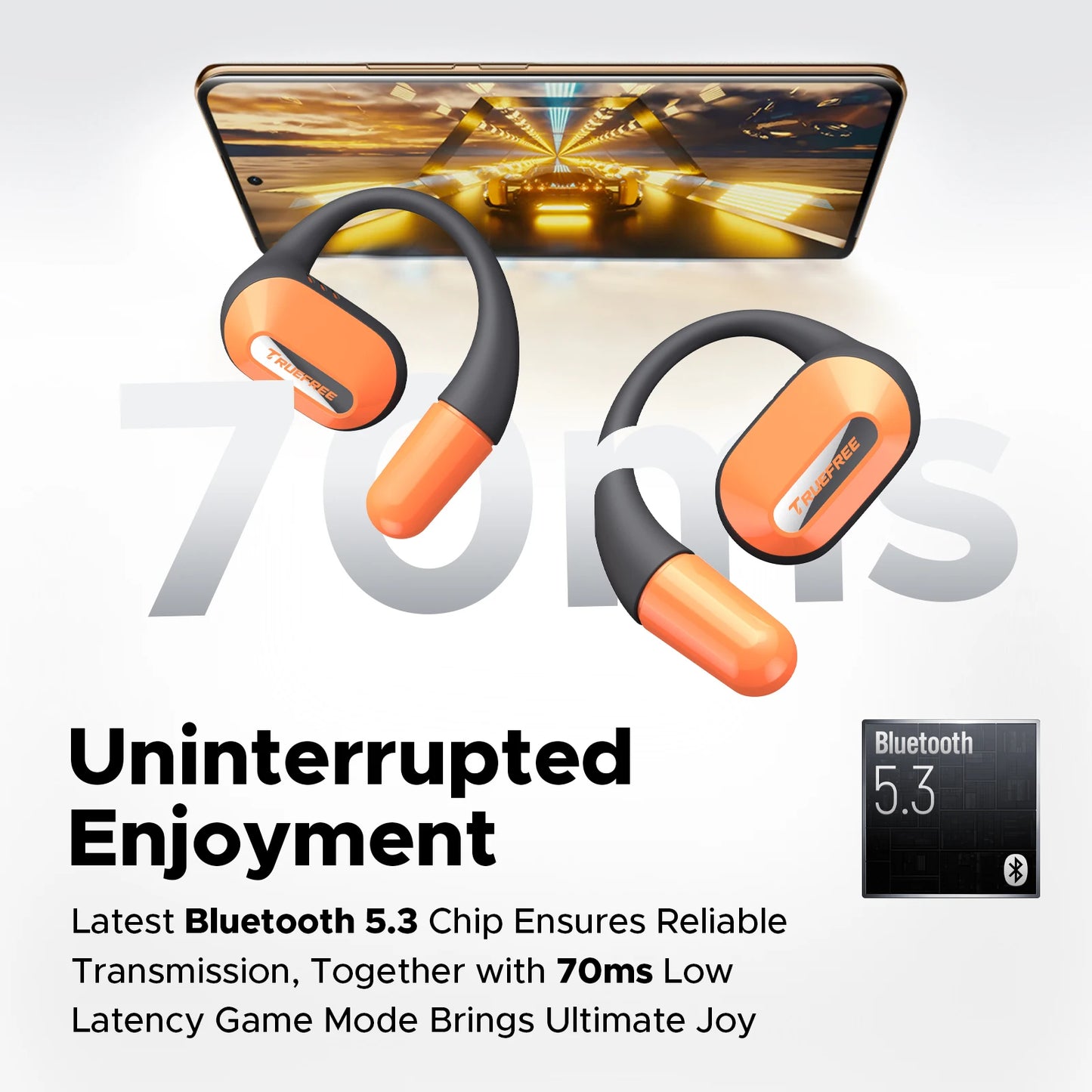 Truefree O2 Open Ear Headphones Bluetooth Wireless Earbuds/with Directional Acoustics, IPX5, Multipoint Connection App Control