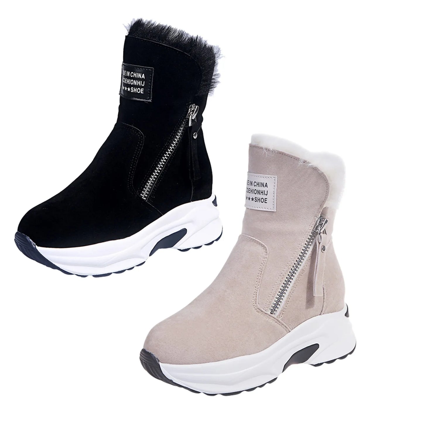 Casual Snow Winter Wedges Short Boot Warm Thermal Slip on/Breathable Women's Wedge Shoes Platform Comfort Casual Boot