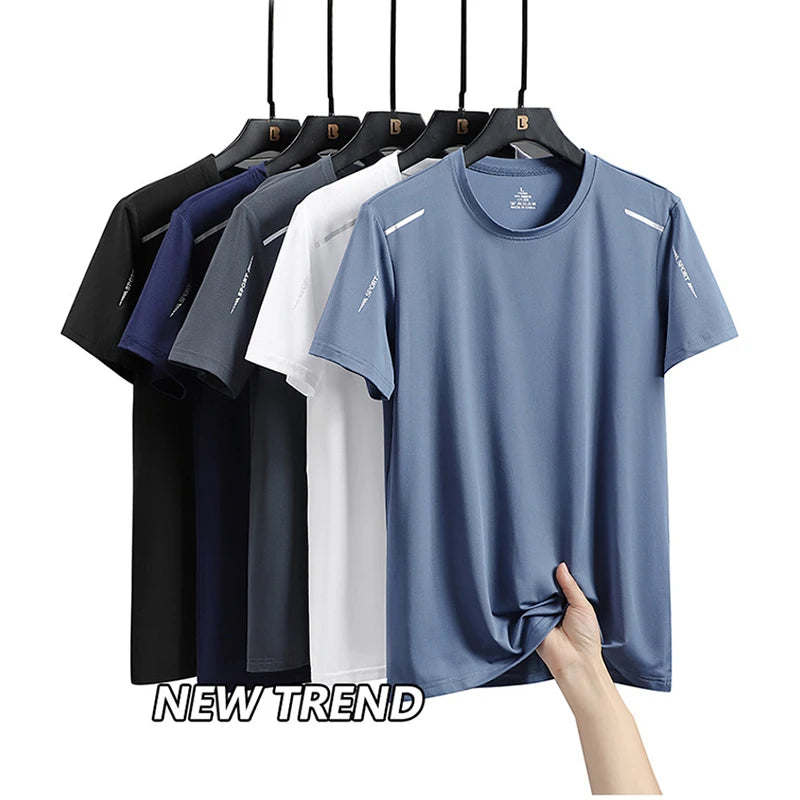 CHRLCK Men's Running Quick Drying T-shirts Breathable Hiking/Fishing Tees Soft Elasticity Outdoor Sports Short Shirt Summer