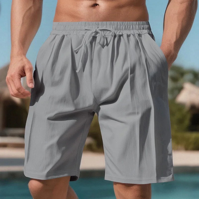Men Light Blue Quick Dry Beach Shorts Elastic Drawstring Waist Loose Fit/Knee Length Swim Trunks Lightweight Breathable Casual Shorts