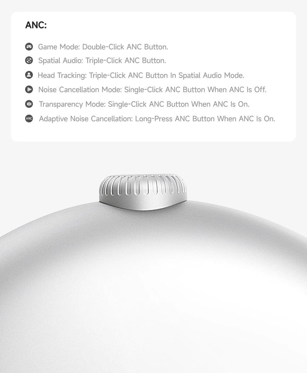 Picun F8 Pro ANC Wireless Headphones 3D Spatial Audio Head Tracking/52dB ANC HIFI Bluetooth Headset ENC HD Mic Low-Latency APP