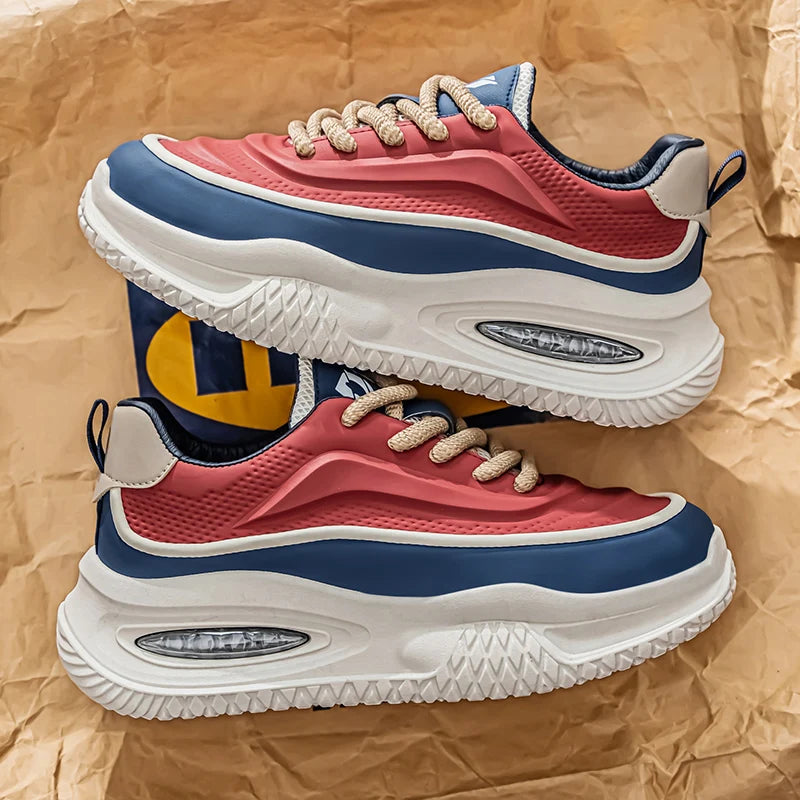 Men's leather waterproof sports shoes for spring and summer/casual cushioned board shoes trendy and versatile