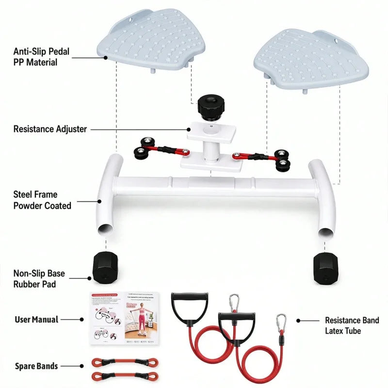 Twist Waist Disc Board with Resistance Bands, Multifunctional Home/Fitness Foot‑Twist Exercise Machine, Portable Waist‑Shaping