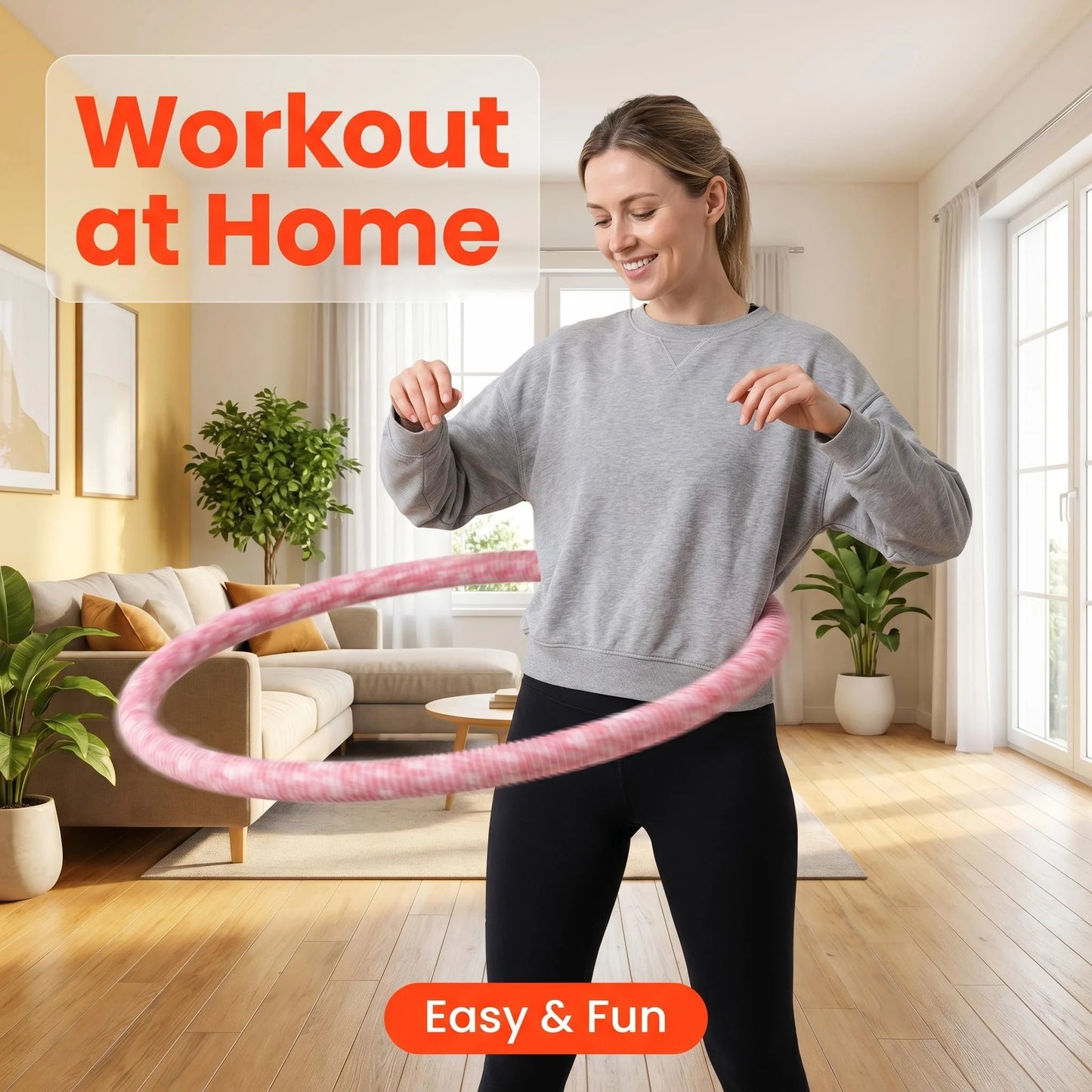 Fitness Circle Adult Pilates Circle with Soft Spring Foldable Fitness Circle/Silent Pilates Circle Waist-Friendly Design Full Wrap Fitness Circle