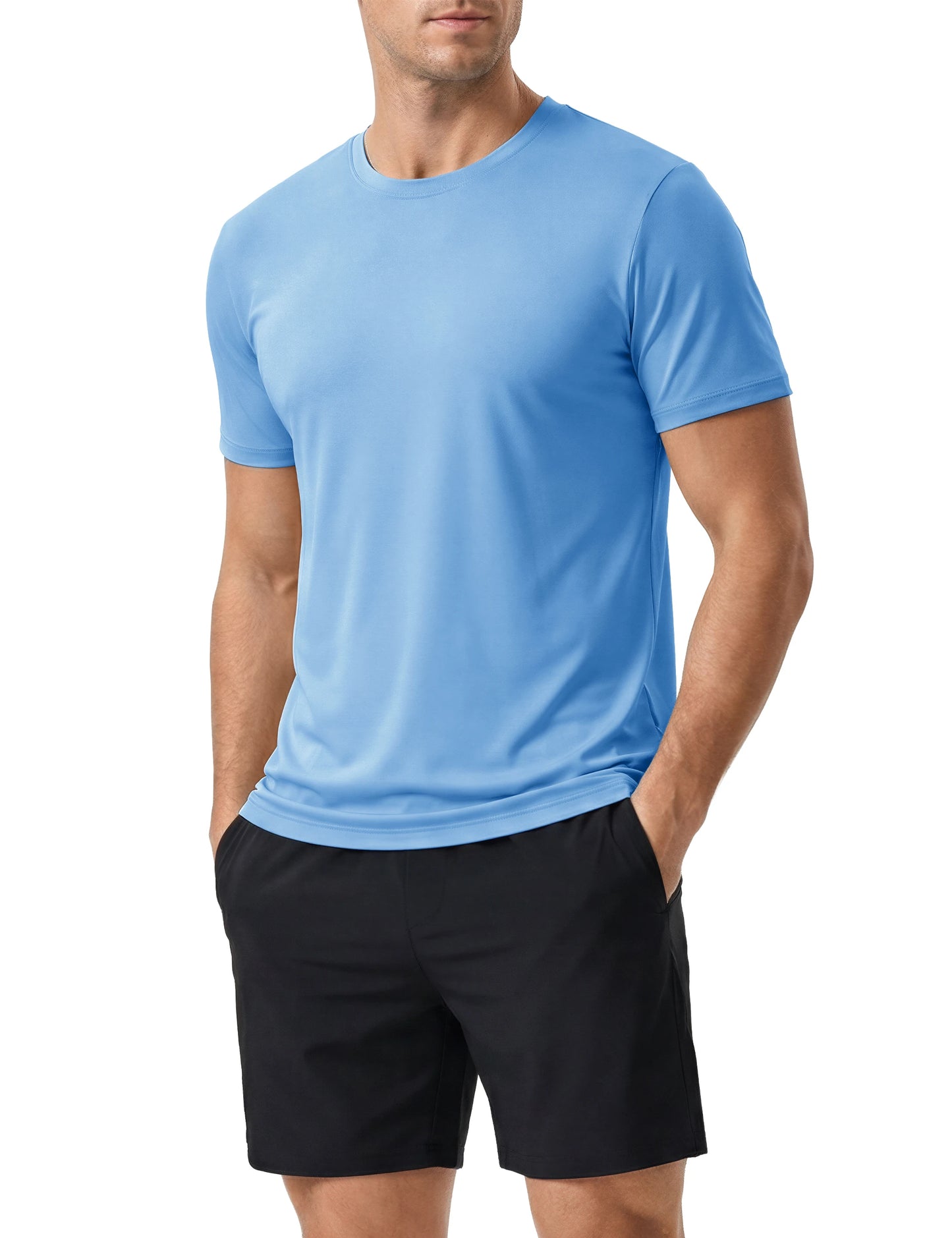 Men's UPF 50+ Shirt Sun Protection SPF UV Moisture Wicking/Lightweight Quick Dry Swim Rash Guard Short Sleeve Athletic Running