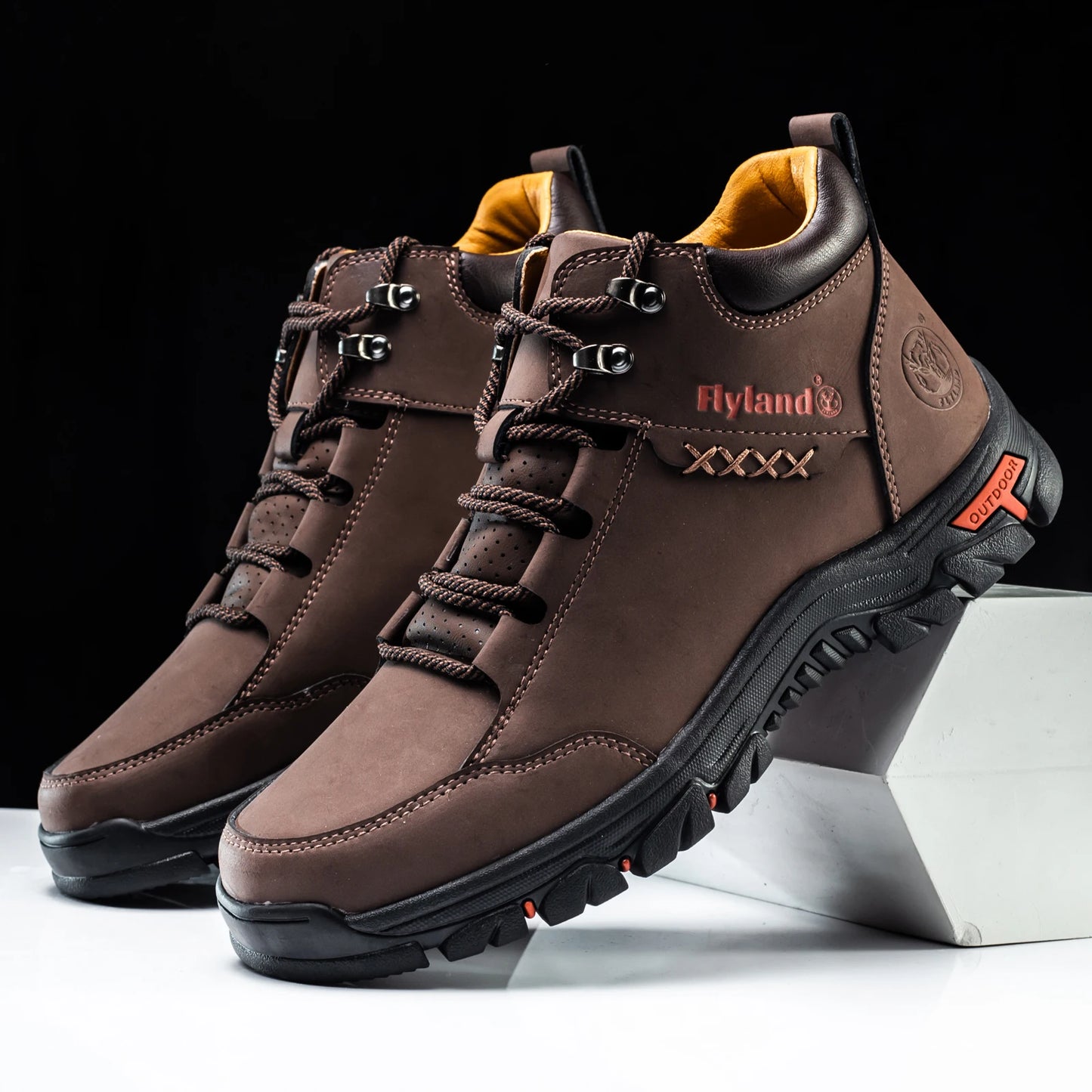 FLYLAND Men's Chukka Boots, Vintage Classical Top/Layer Cowhide Leather, Casual Work Office Shoes Daily