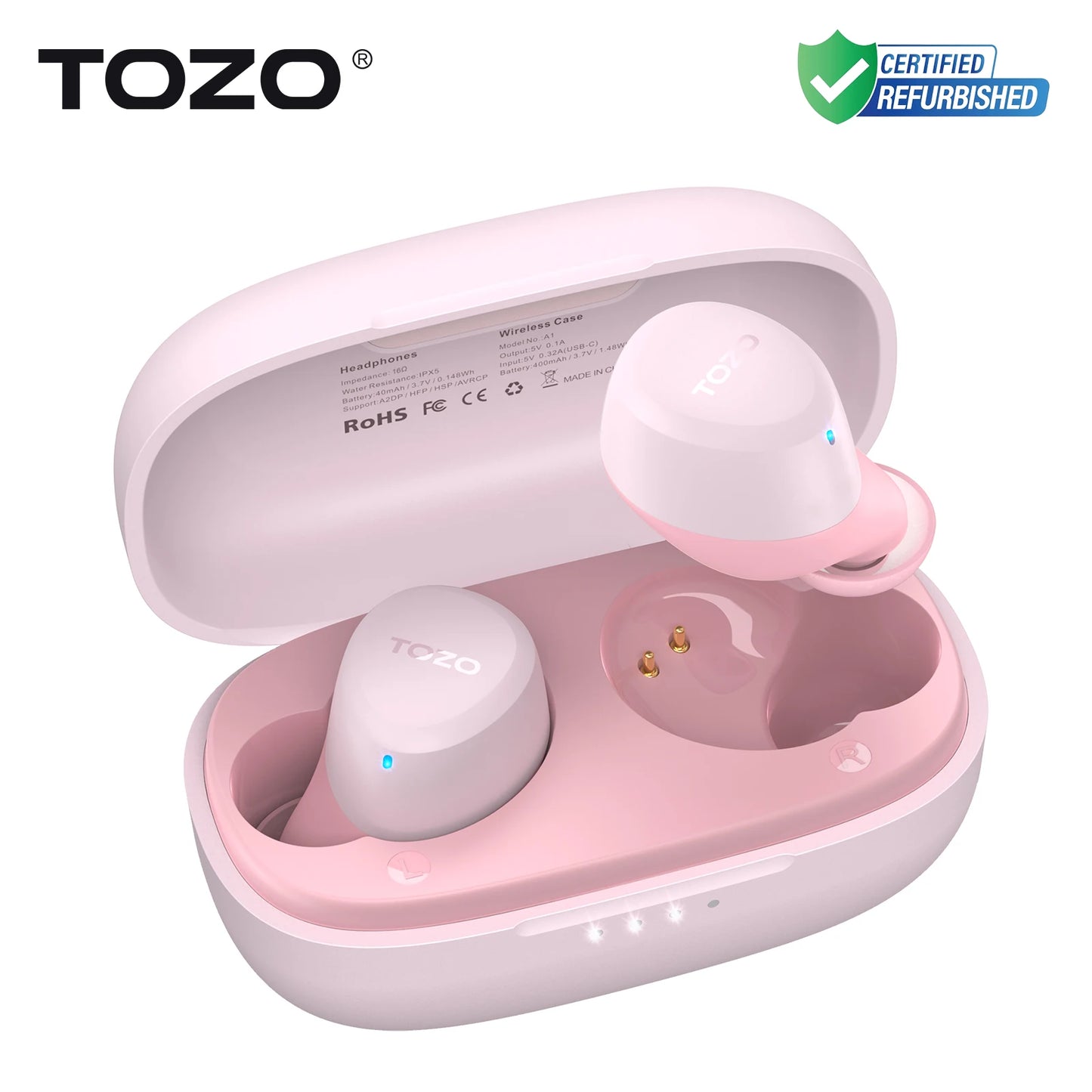 Refurbished TOZO TWS Earbuds in-Ear Wireless Bluetooth Headsets/with Mic Touch Control Sport Waterproof for Iphone Android
