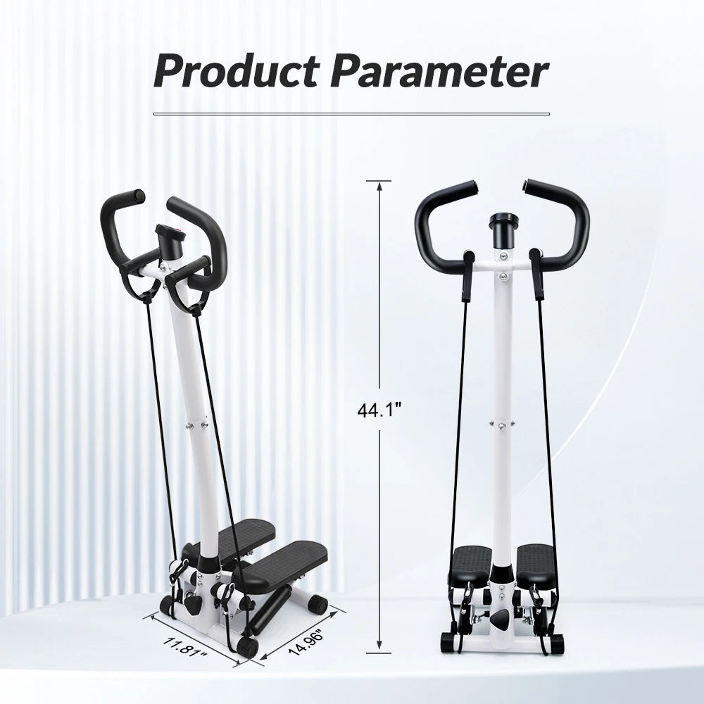 Exercise Stepper Machine Fitness Twist Stepper Stair Step with Handlebar/LCD Monitor Resistance Bands Cardio Workout Home Gym