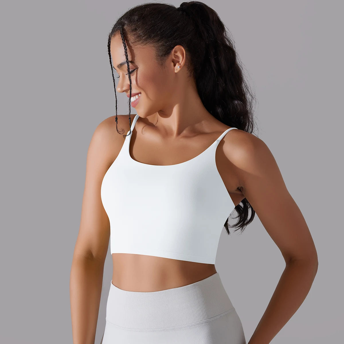 Solid Color Yoga Sports Bra Women Fixed Padded/Slim Gym Fitness Workout Undershirt Top