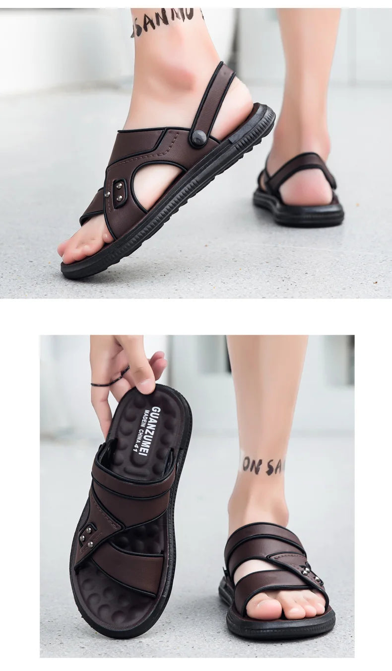 Summer Men Sandals Open Toe Flat Men's Casual Shoes Outdoor/Walking Sandals for Men Beach Shoes hombre Men slippers