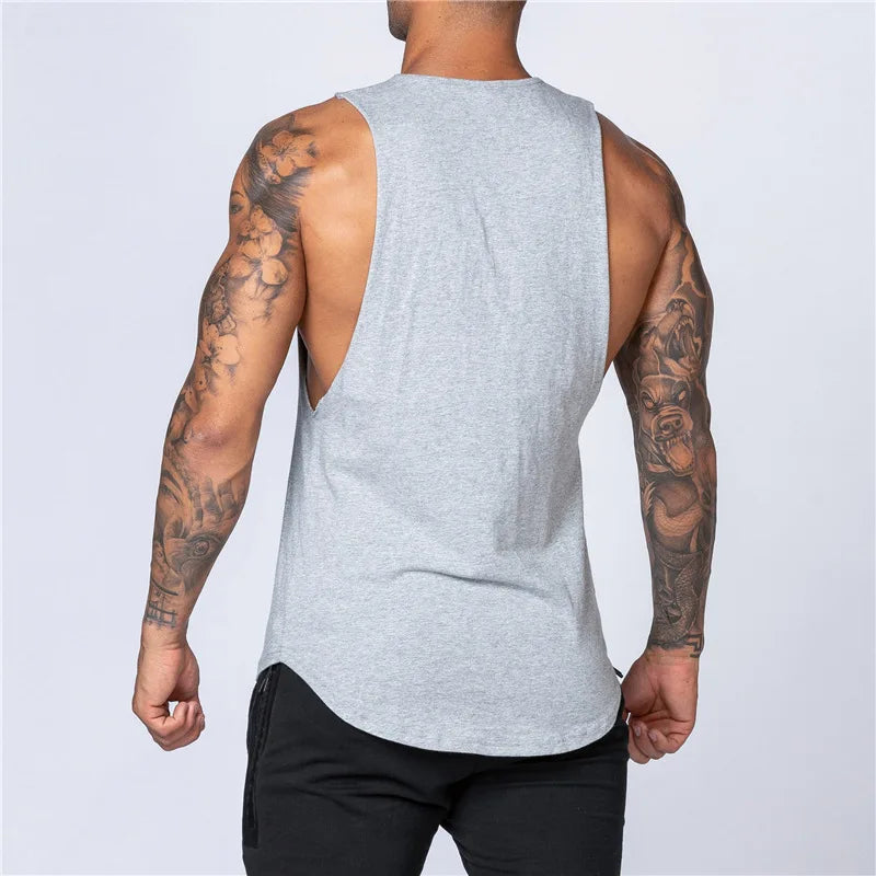 Men's Gym Clothing Summer Fitness Cotton Tank Top Men Jogging/Bodybuilding Sleeveless Shirt Breathable O-Neck Casual Muscle Vest
